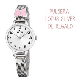 Reloj Lotus niña malla acero mariposa rosa