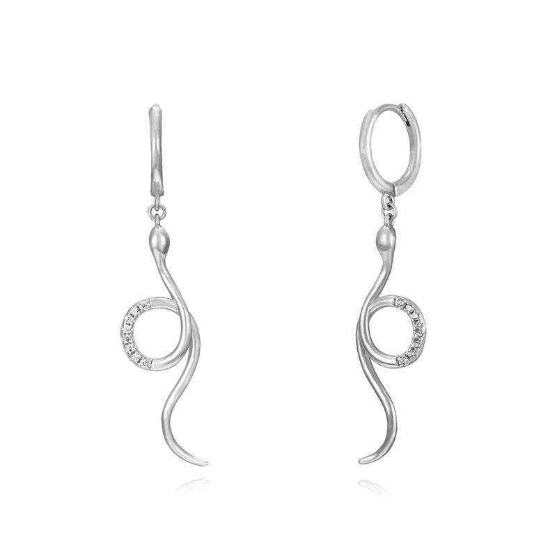 AROS PLATA RODIADA SERPIENTE CIRCONITAS