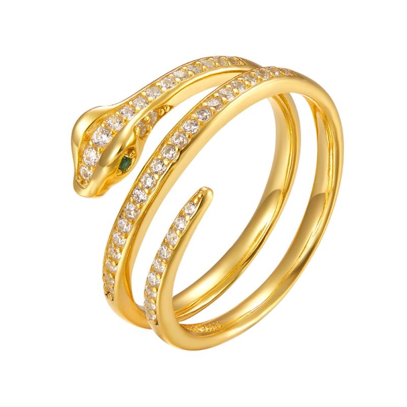 ANILLO PLATA DORADA SERPIENTE CIRCONITAS