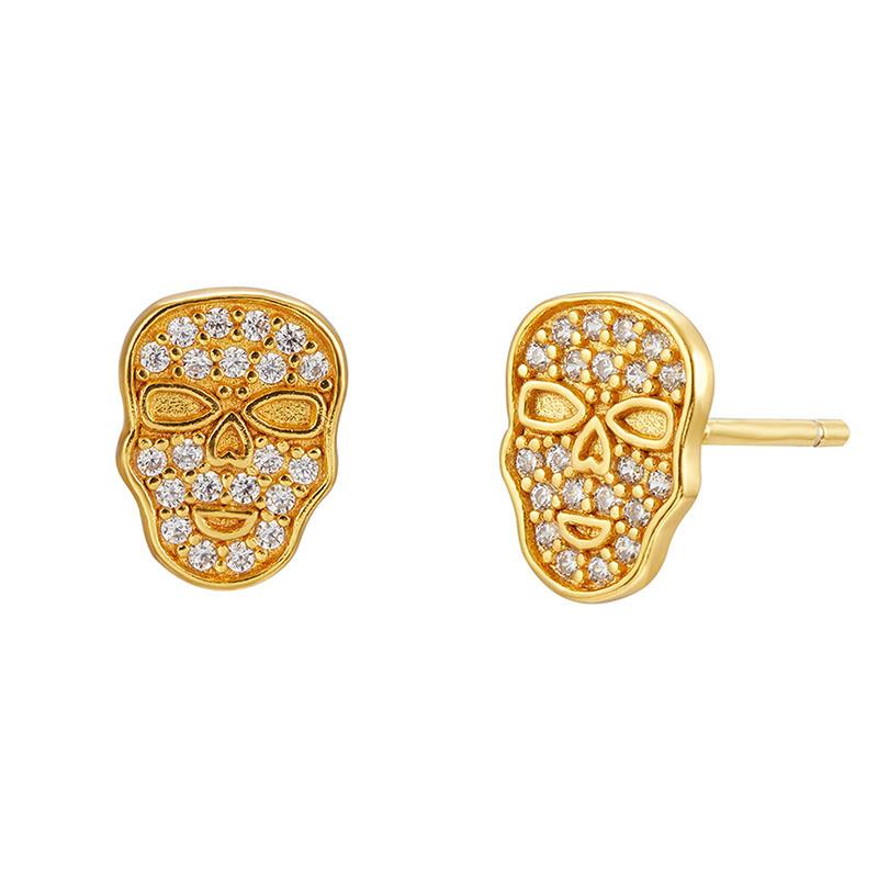 PENDIENTES CALAVERA PLATA DORADA