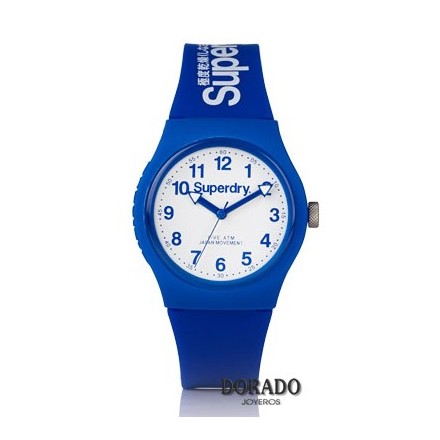 Reloj Superdry silicona azul fondo blanco SYG164U