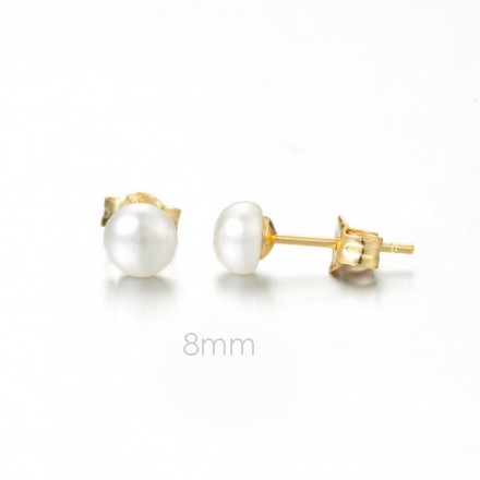 PENDIENTES PLATA DORADA PERLA BLANCA - 244/PE00530DO